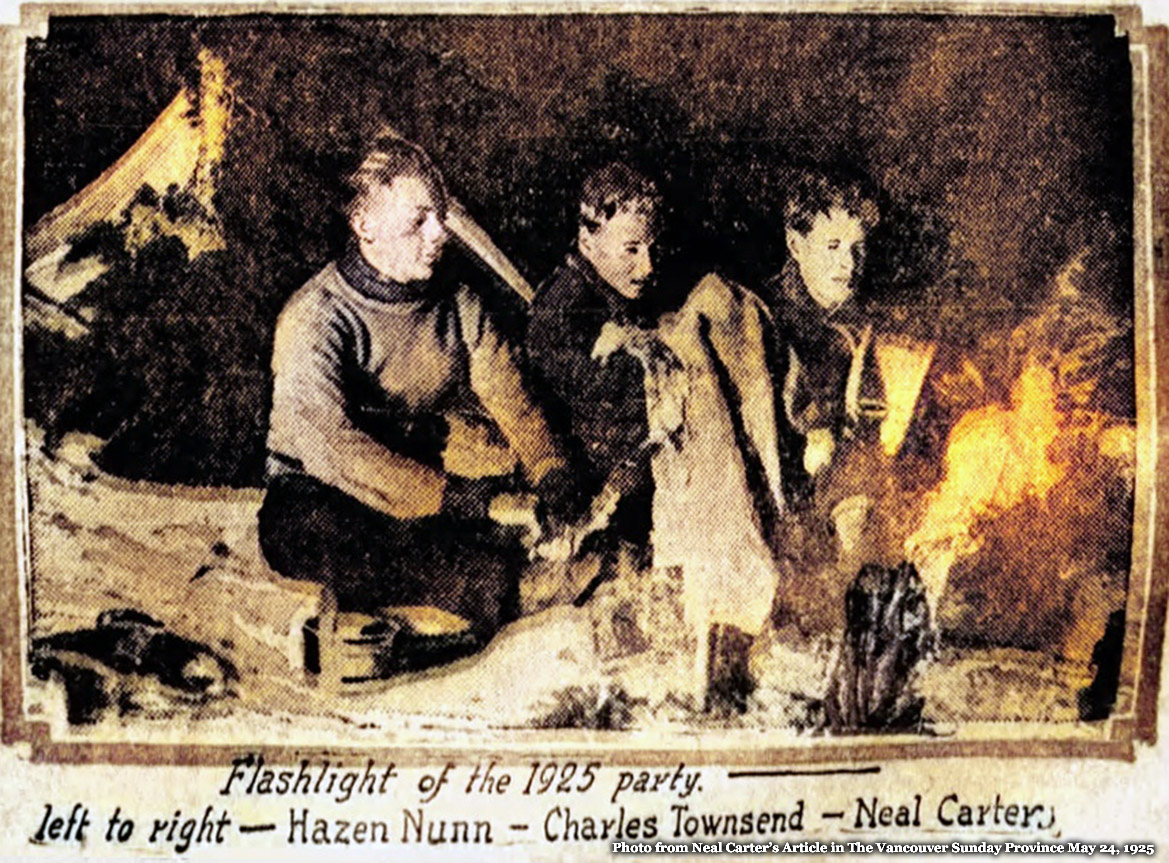 Hazen Nunn, Chas Townsend & Neal Carter Tantalus Camp 1925