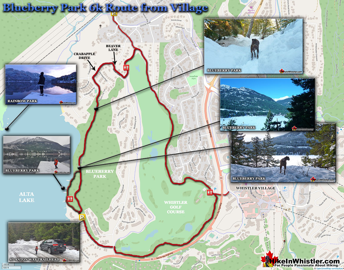 Blueberry Park Snowshoe Map