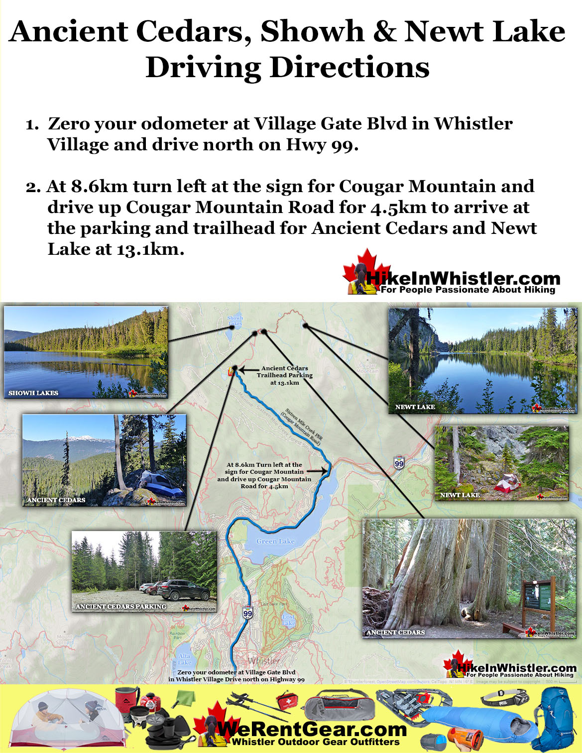 Ancient Cedars, Showh & Newt Lake Directions Map v3