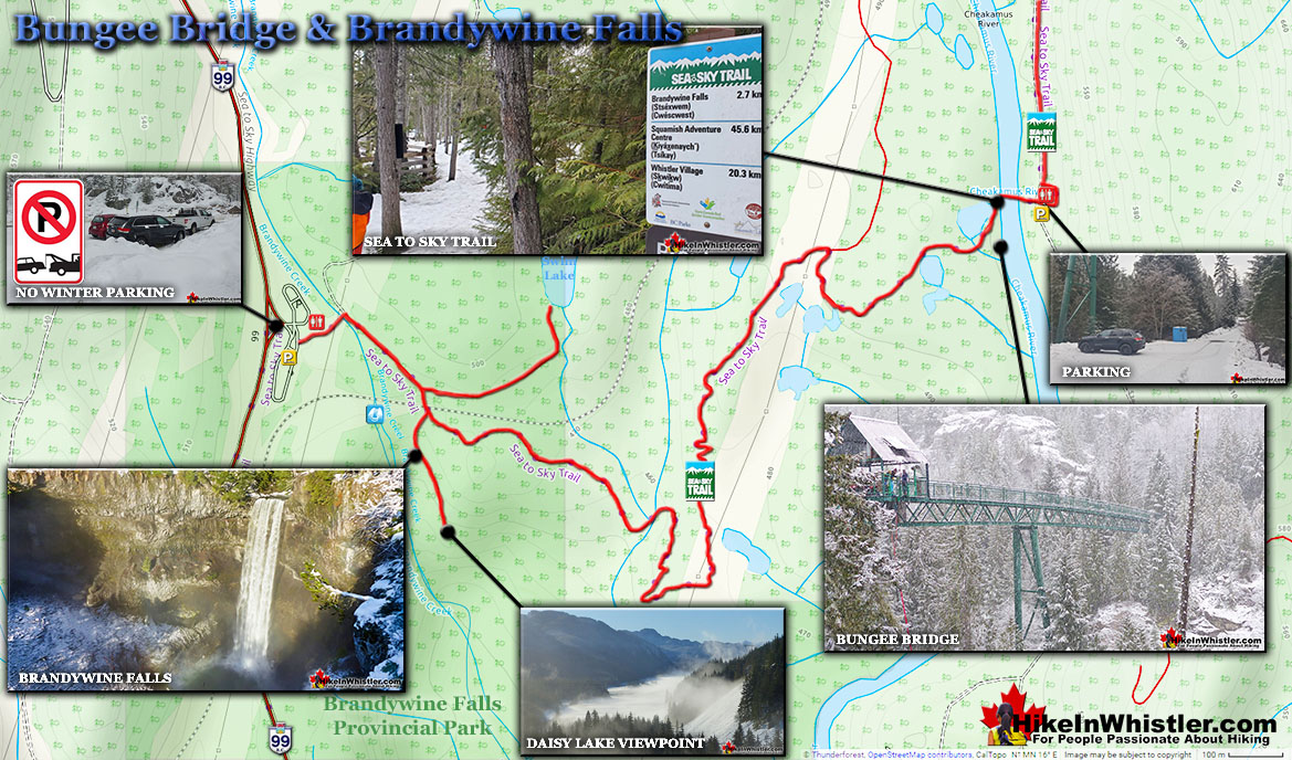 Bungee Bridge to Brandywine Falls Map