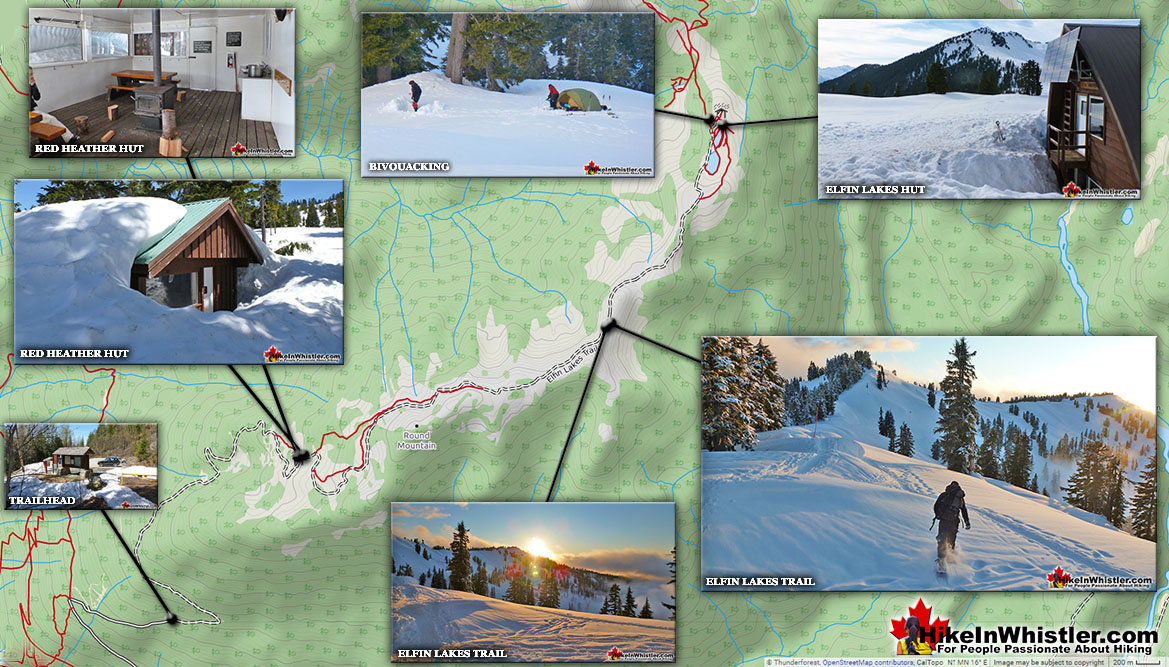 Elfin Lakes Snowshoe Map
