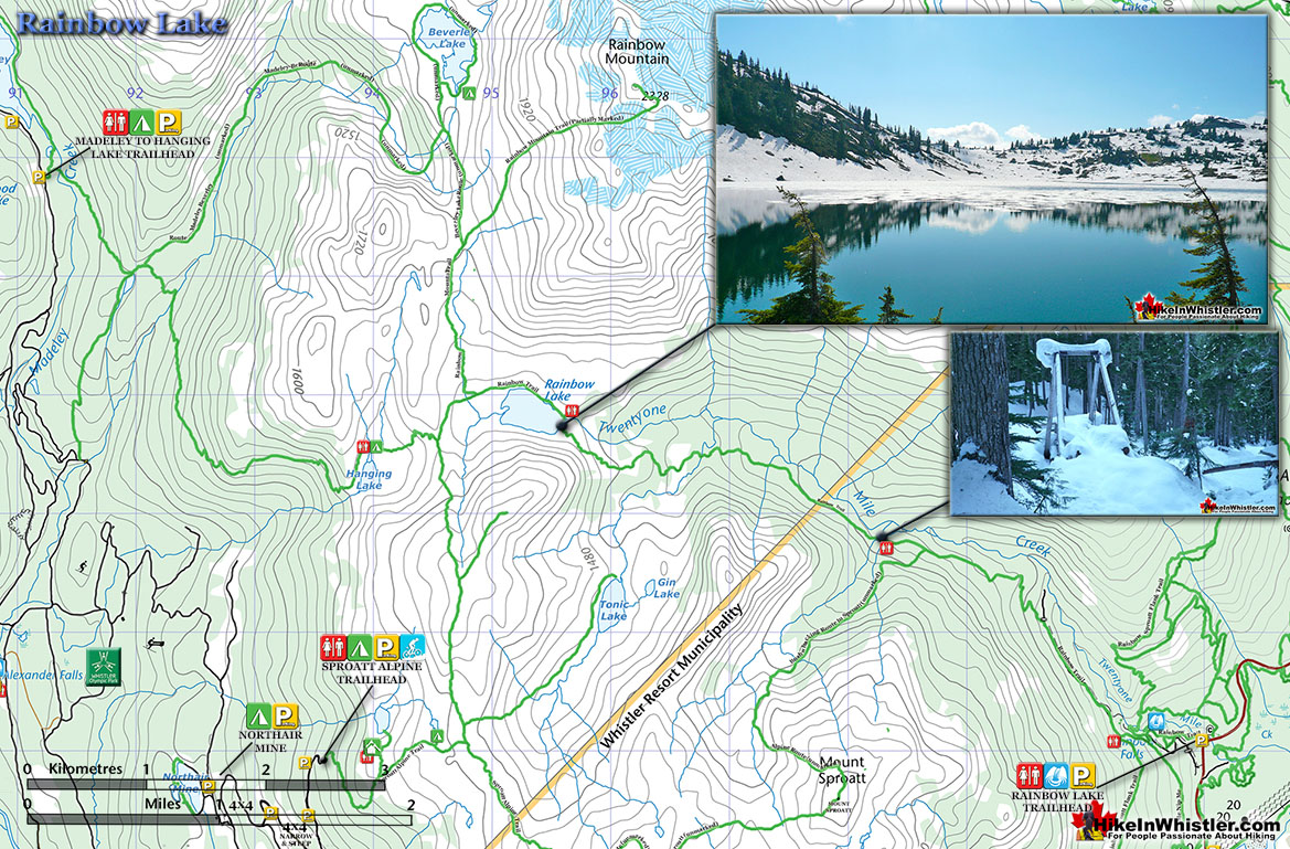 Rainbow Lake Snowshoe Map