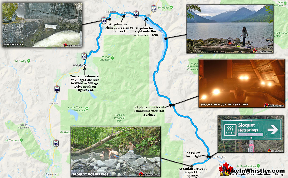 Skookumchuck Hot Springs Driving Map