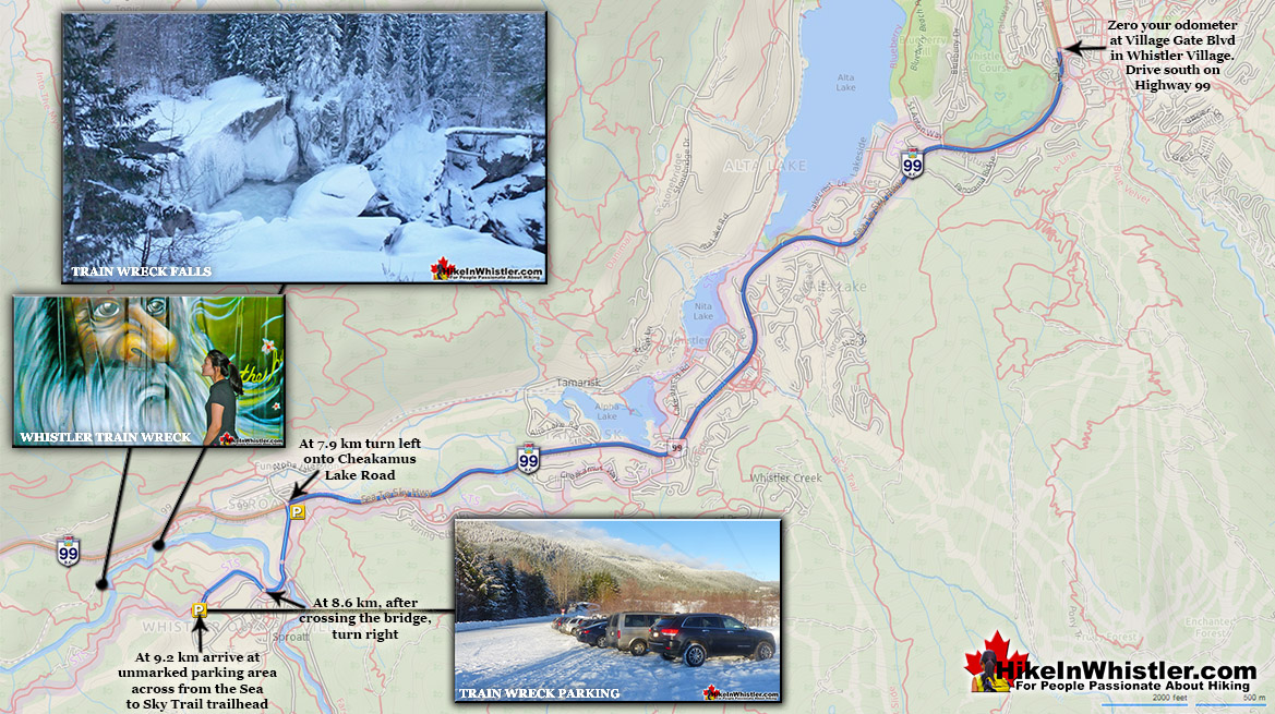 Whistler Train Wreck Winter Driving Map